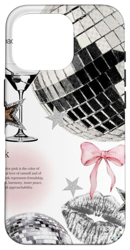 Hülle für iPhone 16 Pro Discokugel & Martini Cocktail Y2K Star Coquette Collage von Y2K Star Coquette Collage