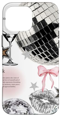 Hülle für iPhone 16 Pro Max Discokugel & Martini Cocktail Y2K Star Coquette Collage von Y2K Star Coquette Collage