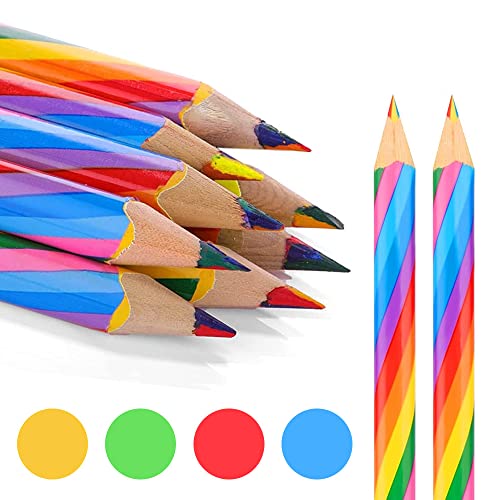 YAANBUNB 24 Stk Regenbogenstift Regenbogen Stifte 4in1 Regenbogen Buntstifte Regenbogen Farben Bleistift Dreieckige Bleistift Zauberstift Farbstift Regenbogenfarben Buntstifte für Malen von YAANBUNB
