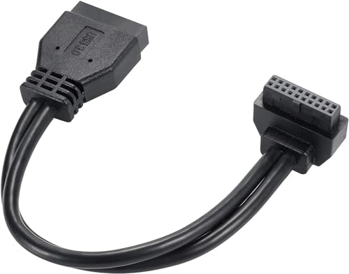 YABOANG USB SATA Verlängerungskabel USB 3.0 Motherboard 19-poliges Front-Verlängerungskabel Stecker auf Buchse Hochgeschwindigkeitsverbindung (Schnittstelle ist nach außen gerichtet) von YABOANG