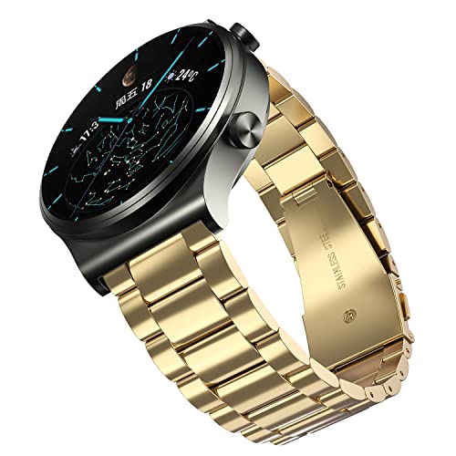 YABZOZ Armband Kompatibel mit Huawei Watch GT 2 Pro, Edelstahl Metall Ersatzarmband für Huawei Watch GT 2 46mm/GT 3 46mm/GT 3 Pro 46mm Armband (Gold) von YABZOZ