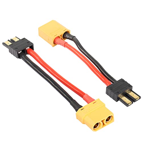 1 Paar TRX auf XT90 Adapter YACSEJAO 12AWG RC LiPo Akku Adapter Stecker Kompatibel mit RC Auto LKW FPV Akku Ladegerät von YACSEJAO