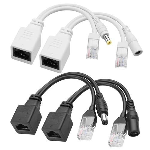 Passiver PoE Splitter YACSEJAO 2 Paar Passiver PoE Injektor und Splitter Kit mit 5,5x2,1 mm DC Power Adapter Stecker Schwarz+Weiss Passiver PoE Splitter YACSEJAO 2 Paar Passiver PoE Injektor und Splitter Kit mit 5,5x2,1 mm DC Power Adapter Stecker Schwarz+Weiss von YACSEJAO