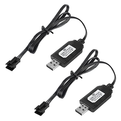 YACSEJAO 2 Pack 7.4V LiPo Akku USB-Ladekabel mit SM-3P Stecker für RC Modellfahrzeug Buggy Auto Truck Boot von YACSEJAO