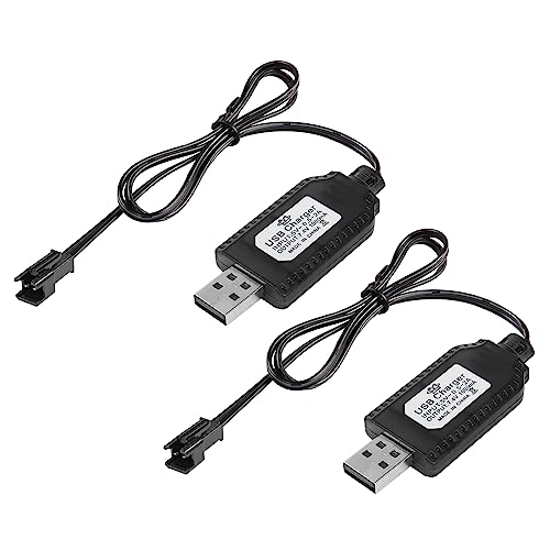 YACSEJAO 2-Pack USB Ladegerät Kabel mit SM-2P Stecker kompatibel mit 7.4V 1000mA LiPo Batterien für RC Drohnen Fahrzeug Buggy Auto LKW Boot von YACSEJAO