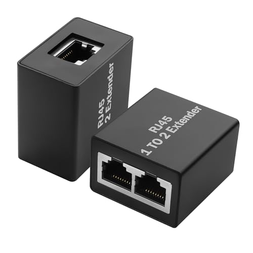 YACSEJAO 2 Pcs 1 zu 2 Ethernet Splitter Adapter RJ45 Netzwerk Extender Splitter Weiblich zu Doppel Weiblich LAN Sockel Connector für Cat5e/Cat6/Cat8 (Bitte verwenden Sie in Paaren) von YACSEJAO