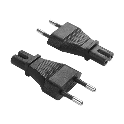 YACSEJAO 2 StückEU-Stecker auf IEC320 C7-Stromadapter, EU-Stecker auf IEC320 C7(CEE 7/16)-Buchse Universeller Reiseadapter für TV PC Computer Monitor Beamer von YACSEJAO