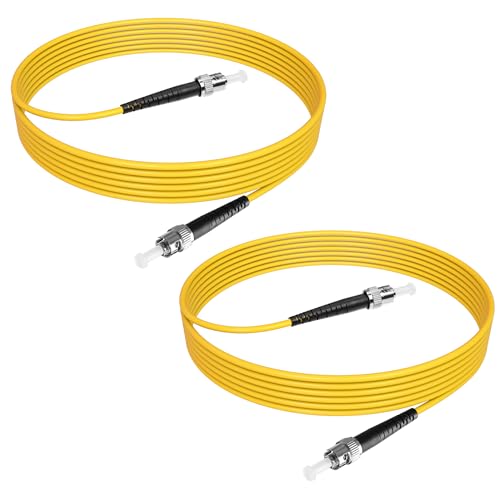 YACSEJAO 2M ST zu ST Fiber Patch Kabel Single Mode Fiber Straight Tip Stecker Simplex 9/125 Single-Mode Fiber Optic ST/ST Optisches Verbindungskabel, 2 Pack von YACSEJAO