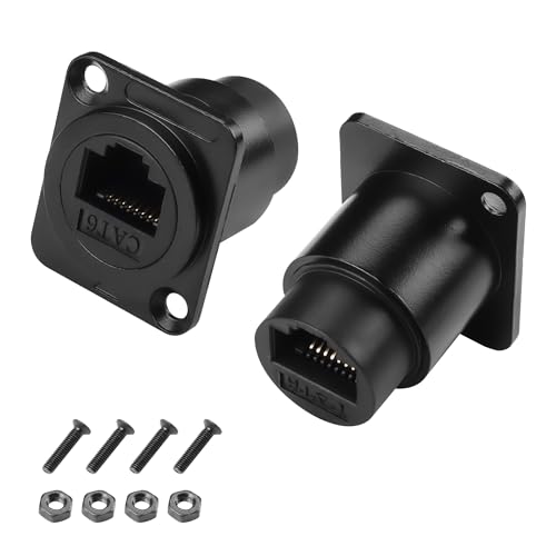 YACSEJAO 2Pack RJ45 CAT6 Panel Mount Socket D-Typ RJ45 Koppler Weiblich zu Weiblich LAN Netzwerk Bulkhead Pass durch Sockel von YACSEJAO