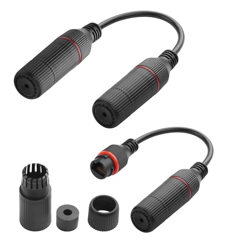 YACSEJAO 2Pcs IP67 Wasserdichtes RJ45 Kupplungskabel Ungeschirmt Buchse zu Buchse RJ45 Wasserdichter Verlängerungsstecker für Cat5/Cat5e/Cat6 (Schwarz) von YACSEJAO