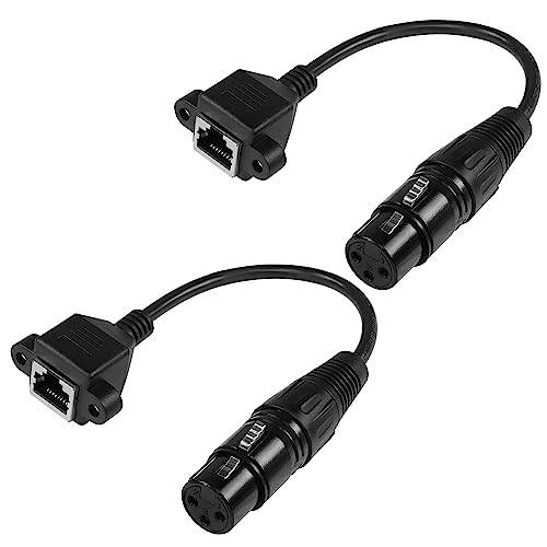 YACSEJAO 3 Pin XLR auf RJ45 Adapter 2PCS RJ45 auf XLR Female DMX Kabel 15CM XLR 3pin auf RJ45 Female Adapterkabel für Bühne und Tonstudio von YACSEJAO