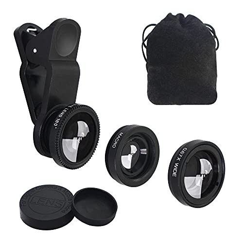 YACSEJAO 3 in 1 Handy-Kamera-Objektiv-Kit Tragbares Handy-Kamera-Objektiv Super-Weitwinkel-Objektiv Makro-Objektiv Fisheye-Objektiv-Clip für Smartphones und Tablet-PC von YACSEJAO