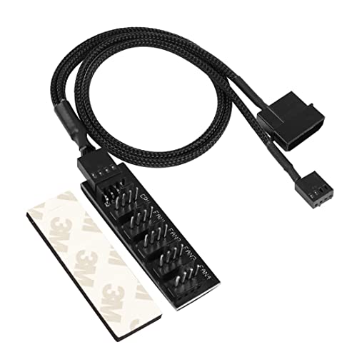 YACSEJAO 4 Pin PWM Fan Hub Spliiter, Sleeved 1 bis 5 Way PWM PC CPU Cooling Fan Splitter Kabel für Computer PC Fan Kabel von YACSEJAO