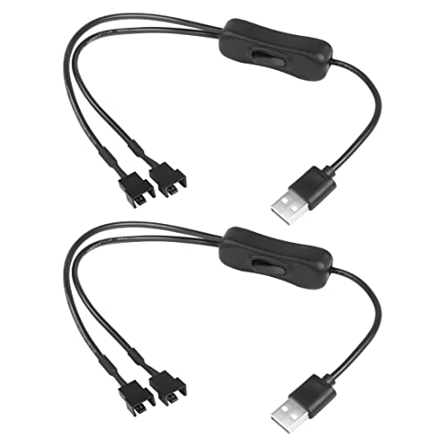 YACSEJAO 5V USB auf Dual 4Pin/3Pin Lüfterkabel mit ON/Off Schalter USB PWM Lüfter Splitter Verlängerungskabel 2Pack, 40cm von YACSEJAO