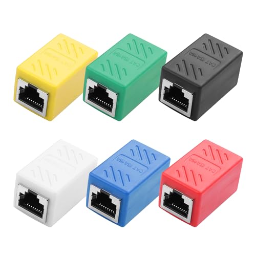 YACSEJAO 6 Pack Cat6 Ethernet Koppel 1000Mbps RJ45 Koppler Ethernet Stecker 6 Farbe Mix und Match Ethernet Kabel Extender Adapter für Cat7/Cat6/Cat5e/Cat5 von YACSEJAO