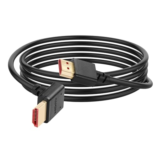 YACSEJAO 8K HDMI 2.1 rechtwinkliges Kabel 6.6FT 90 Grad 48Gbps High Speed HDMI Stecker auf Stecker Kabel für 4K@120Hz 8K@60Hz 2K@240Hz (Up Angle) von YACSEJAO