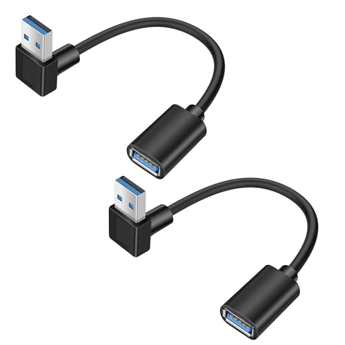 YACSEJAO 90 Grad USB 3.0 Verlängerungskabel 2Pack 0.5FT/15CM USB Typ A Stecker zu Buchse 5Gbps Datenübertragung Extender Adapter Kabel (Winkel oben) von YACSEJAO