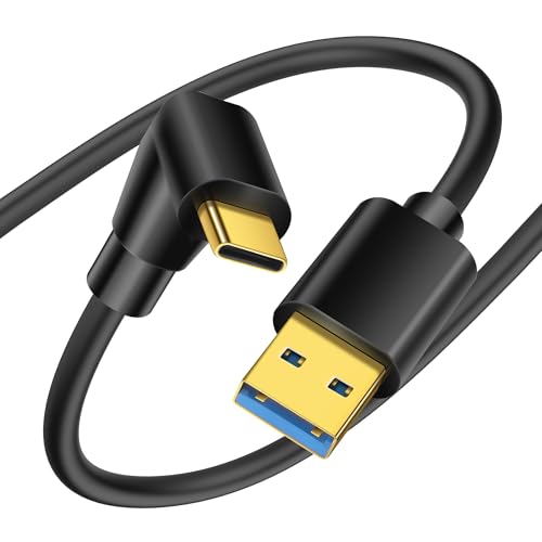 YACSEJAO 90 Grad USB Typ C Kabel USB 3.0 A zu USB C Up & Down Winkel Schnellladekabel Kompatibel mit Notebook, PC, Tablet, Telefon und mehr (0,25M/0,8FT) von YACSEJAO