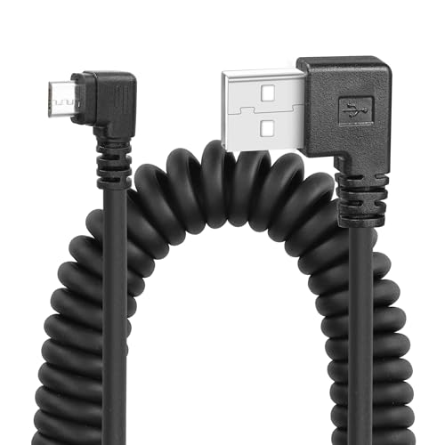 YACSEJAO 90 Grad gewickeltes Micro-USB-Kabel, USB 2.0 zu Micro-USB-Sync-Lade- und Datenübertragungs-Federkabel für Smartphone-Tablet-Wand-Autoladegerät (Zweimal links) von YACSEJAO