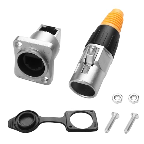 YACSEJAO Abgeschirmte RJ45 Schnittstelle Wasserdichte Buchse D-Typ Modul Panelmontage Abgeschirmte RJ45 Buchse zu Buchse LAN Netzwerk Bulkhead Pass Through Buchse (90 Grad) von YACSEJAO