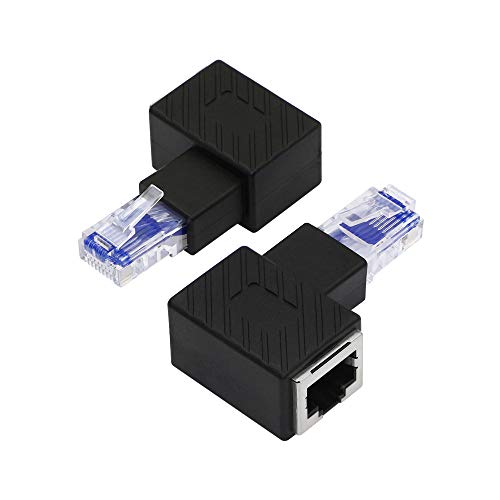 YACSEJAO Cat5e / Cat6 RJ45-Ethernet-Adapter ， 2-Pack 90-Grad-Ethernet-RJ45 / 8P8C-Adapterhalterung für Stecker auf Buchse Cat6 / Cat5e （Rechts） von YACSEJAO