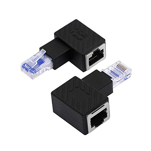 YACSEJAO Cat5e / Cat6 RJ45-Ethernet-Adapter ， 2Pack 90-Grad-Ethernet RJ45 / 8P8C Stecker auf Buchse Rechtswinkeladapter Unterstützung Cat6 / Cat5e （Links） von YACSEJAO