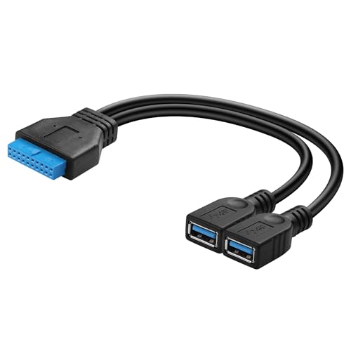 YACSEJAO Dual USB 3.0 zu Motherboard 19/20pin Y Splitter Kabel USB 3.0 A Female zu 20 Pin Female Motherboard Header 5Gbp/s Data Sygn Transmission Adapter von YACSEJAO