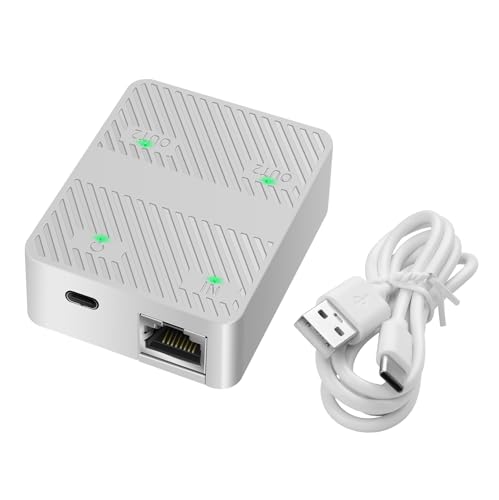 YACSEJAO Ethernet Splitter 1 in 2 Out 100Mbps Netzwerk Extender Adapter mit USB C Stromkabel, Netzwerk LAN Adapter für Cat5/5e/6/7/8 Kabel (2 Geräte gleichzeitig vernetzen) (Weiß) von YACSEJAO