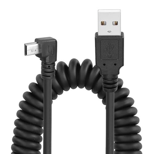 YACSEJAO Gewundenes Mini-USB-Kabel, USB 2.0 auf 90 Grad Mini B Kabel Daten Sync & Ladekabel für Drucker, Kameras, Maus, Handy (Gerade nach links) von YACSEJAO