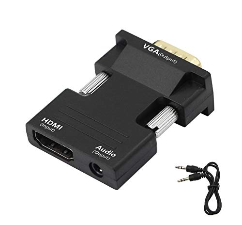 YACSEJAO HDMI zu VGA Adapter mit Audio 1080P HDMI-Buchse zu VGA-Stecker Adapter 3,5-mm-Audiokabel für TV Stick, Roku, Laptop, PC, Projektor, Fernseher, Monitor, Digitalkamera usw. von YACSEJAO