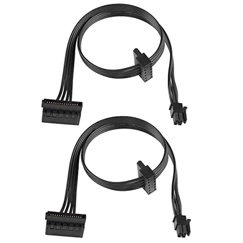 YACSEJAO Motherboard ATX Mini 4-Pin zu 2X Right-Angle 15 Pin SATA Power Splitter Kabel für HDD、SSD、Optical Drives Sata Power Kabel 45cm, 2-Pack von YACSEJAO
