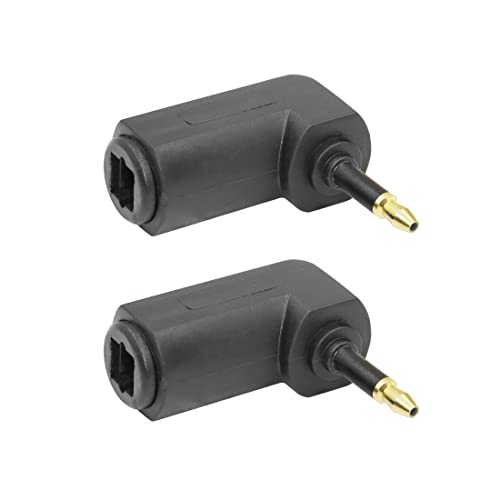 YACSEJAO Optischer Mini-Audio-Adapter, 2 Stück, 90 Grad, 24 K vergoldet, Toslink auf 3,5-mm-Klinkenstecker, Mini-Toslink, digitales optisches S/PDIF-Audiokabel von YACSEJAO