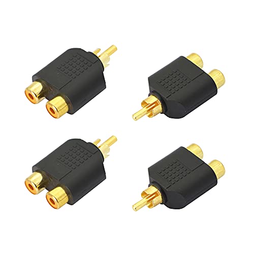 YACSEJAO RCA Y-Splitter-Adapter vergoldeter RCA 1-Stecker auf 2 weibliche Y-Splitter-Anschlüsse für Subwoofer, Autoradio, Verstärker, TV, digitales Audio usw.（4Pack） von YACSEJAO