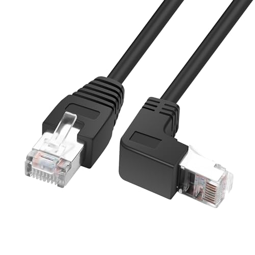 YACSEJAO RJ45 90 Grad Ethernet Kabel Cat6 RJ45 Stecker zu rechtwinkligen Netzwerk Patchkabeln Wählen Sie aus mehreren Winkellängen (Aufwärts-Winkel, 0,5M/1,6FT) von YACSEJAO