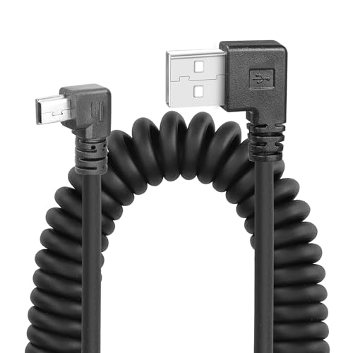 YACSEJAO Spiralförmiges Mini-USB-Kabel 90 Grad, USB Typ A zu Mini B Stecker Daten Sync & Charge Spiralkabel für Drucker Kameras Maus Handy (Zweimal links) von YACSEJAO