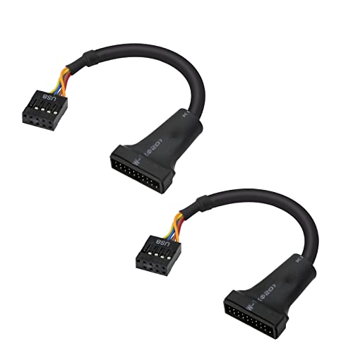 YACSEJAO USB 20 Pin auf 9 Pin Kabel, USB 3.0, 19-poliger Stecker auf USB 2.0, 9-polige Buchse, Konverter, Computerkabelverbinder für Motherboard, 2 Stück von YACSEJAO