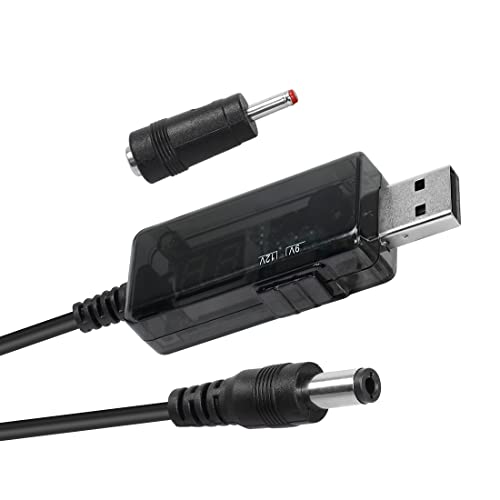 YACSEJAO USB 5 V auf 9 V/12 V Step Up Kabel 0,8 m USB auf 9 V, 5 V auf 12 V Step Up Spannungswandler mit DC Buchse 5,5 x 2,1 mm (3,5 x 1,35 mm) von YACSEJAO