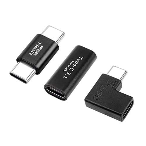 YACSEJAO USB C Adapter Kit (3 Pack) USB C 3.1 90 Grad Stecker auf Buchse Adapter USB C Stecker auf Stecker/Buchse auf Buchse Adapter Konverter für Laptop Telefon Tablet Power Bank usw von YACSEJAO