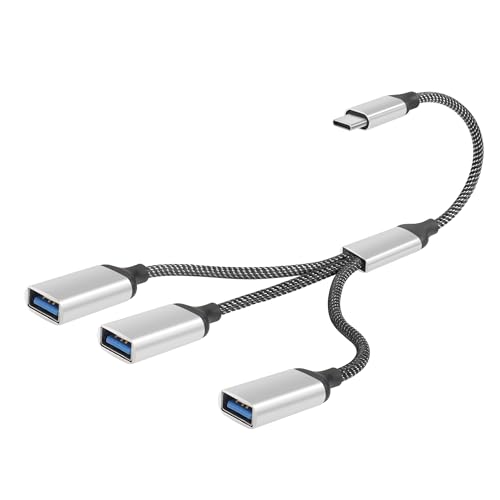 YACSEJAO USB-C OTG Splitter Y Kabel 20CM USB 3.0 Typ C männlich zu Dual USB A weiblich Multiport Split Konverter mehrere Hub für Auto, Laptop, PC und mehr (Typ C an 3 USB) von YACSEJAO