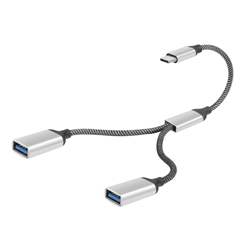YACSEJAO USB-C OTG Splitter Y Kabel 20CM USB 3.0 Typ C männlich zu Dual USB A weiblich Multiport Split Konverter mehrere Hub für Auto, Laptop, PC und mehr (Typ C auf 2 USB) von YACSEJAO