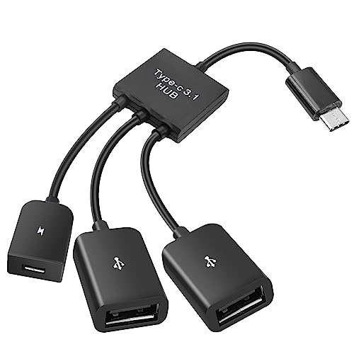 YACSEJAO USB C auf Dual USB OTG Adapter, 4 Port Typ C Stecker auf 2 USB & Micro Female OTG Hub Splitter für Android Tablet PC und Smartphone und mehr von YACSEJAO
