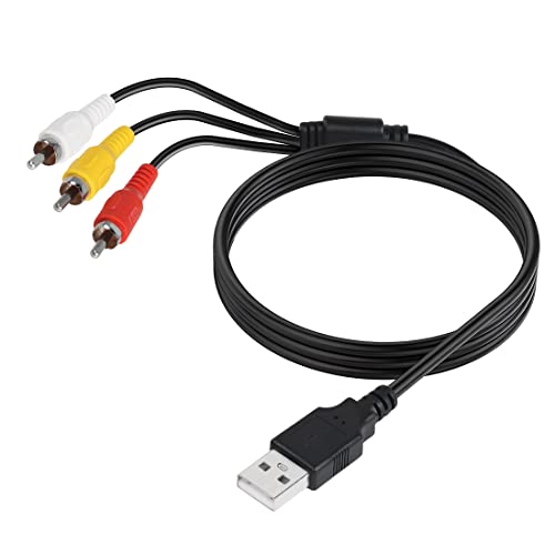 YACSEJAO USB-auf-3-Cinch-Kabel, 1,5 m, USB-Stecker auf 3 Cinch-Stecker, Splitter, Audio-Video-AV-Composite-Adapterkabel für Vizio-TV und Video von YACSEJAO