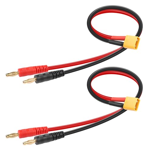 YACSEJAO XT30 auf Bananenstecker, 14 AWG XT30 Stecker auf 4 mm Bananenstecker, 2 Stück von YACSEJAO