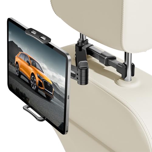YADOBIG Tablet Halterung Auto Kopfstütze, 360° Drehung iPad Halterung Auto, mit Faltbarem Teleskoparm, Anti-Stoß, Anti-Rutsch, für iPad, Switch, Kindle und Andere 4.7-13 Zoll Geräte, Schwarz von YADOBIG