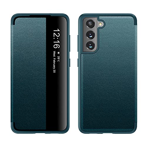 Case for Samsung Galaxy S21/S21 Plus/S21 Ultra, Luxury Clear View Window PU Leather Case Flip Folio Shockproof Protective Cover,S21 Plus,Green Case for Samsung Galaxy S21/S21 Plus/S21 Ultra, Luxury Clear View Window PU Leather Case Flip Folio Shockproof Protective Cover,S21 Plus,Green von YAGELANG