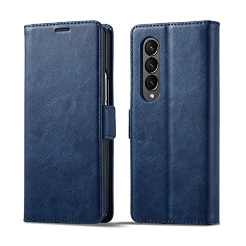 Wallet Case for Samsung Galaxy Z Fold 4 with Card Slot, Business Style PU Leather Flip Kickstand Case Magnetic Shockproof Durable Protection Phone Cover for Samsung Z Fold 4,Blue von YAGELANG