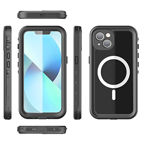 YAGELANG Case for iPhone 13 Pro, IP68 Waterproof Dustproof Shockproof Case, Built-in Screen Protector, Full Body Clear Protective Cover, Compatible with Magnetic Wireless Charger,Black von YAGELANG