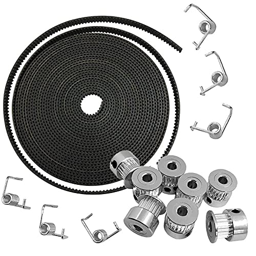 YAKESTYLE Druckerteile- 5M GT2. Zahnriemen 6mm breit + 8 stücke 20 Zähne 5mm Bohrungsscheibe Rad + 6 stücke Spannfeder mit Allen Schraubenschlüssel für 3D-Drucker CNC von YAKESTYLE