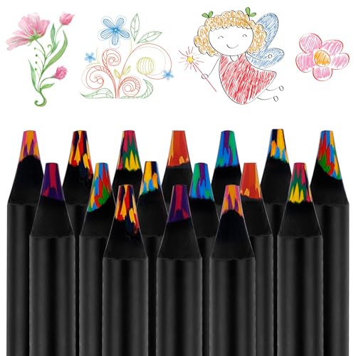 16 Stück Regenbogen Buntstifte, 8 Farben Regenbogen Bleistifte für Erwachsene Kinder, Holz Mehrfarbige Zeichnung Bleistift, Dicke Regenbogenstifte für Kunst Zeichnung, Skizzieren Färbung Schule Büro von YAKLEE