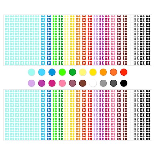 8mm Klebepunkte 11200 Stück Bunte Markierungspunkte 40 Blätter Runde Punktaufkleber Kleine Dot Aufkleber Selbstklebende Ettiketten Markierungspunkte für kalender Planer Basteln Papier (20 Farben) von YAKLEE